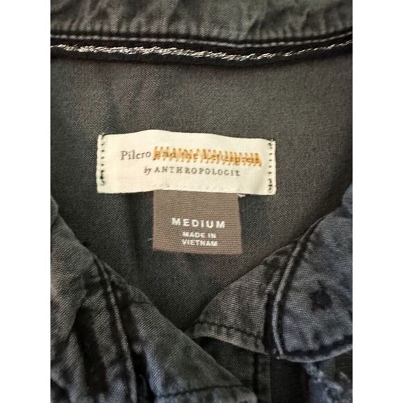 Pilcro by Anthropoligie Denim Ruffle Long Sleeve Button Down - Medium - Picture 3 of 4